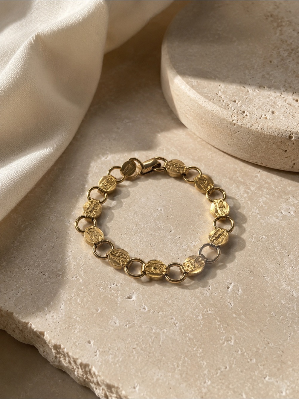 Sarah Coventry | Gold Link Coin Charm Bracelet - Women Jewelry